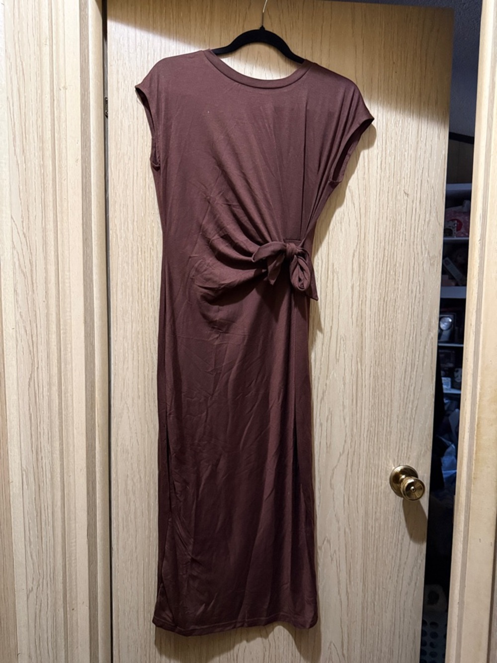 Women’s Knot-Side Midi Dress in Brown